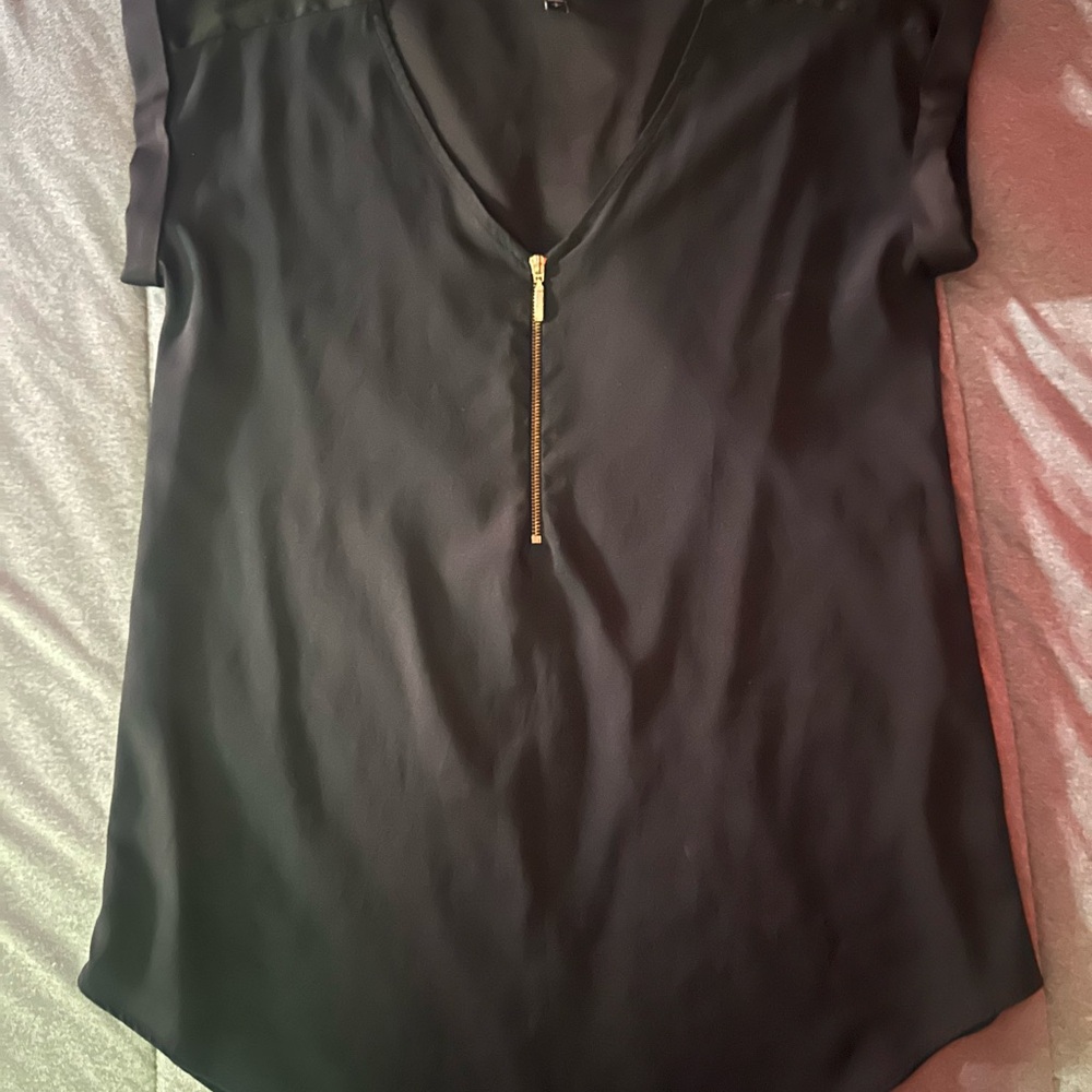 Express Black Top with Zipper Detail
